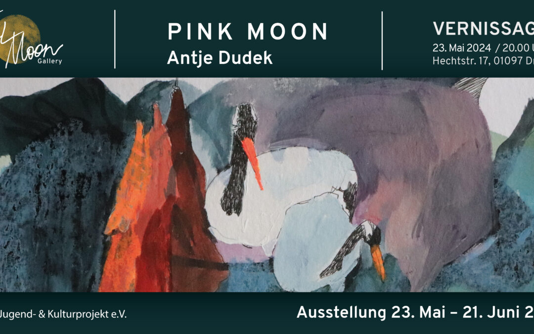 Vernissage zur Solo-Ausstellung « Pink Moon » am Donnerstag, 23. Mai 2024, 20 Uhr in der Full Moon Gallery (Hechtstraße 17, 01097 Dresden)